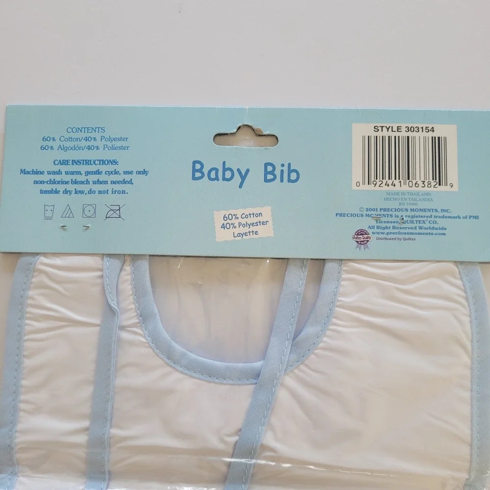 New Precious Moments‎ Baby Bib Vintage 2001 ABC Boy Blue 303154